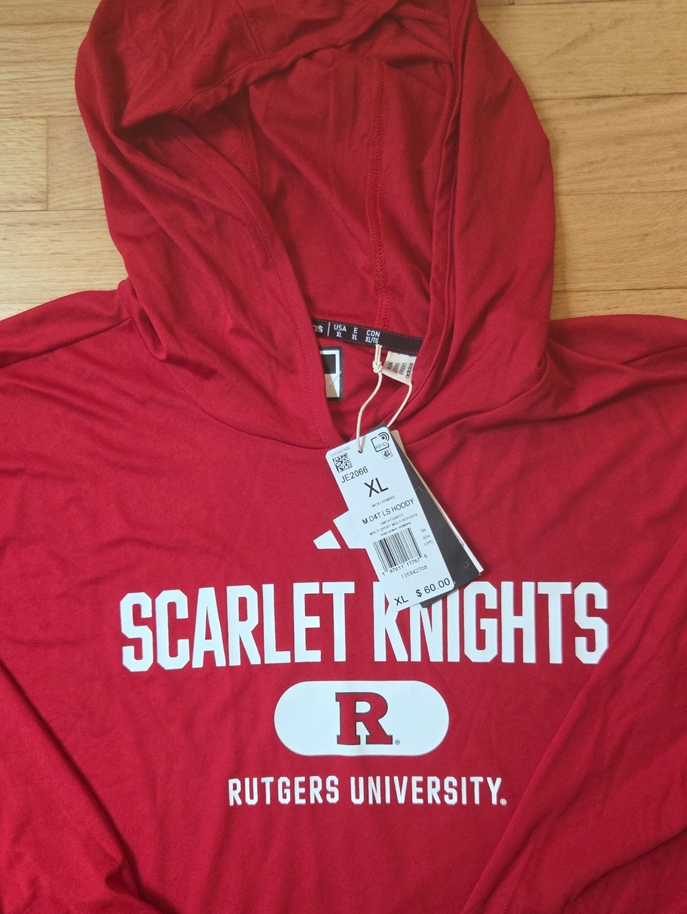 NWT Rutgers University Scarlet Knights Lightweight Hoodie T-Shirt Red Men's XL